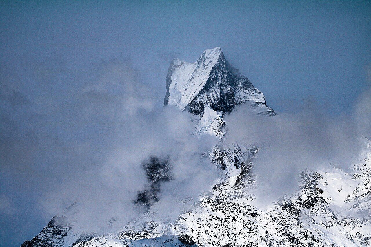 Evening light on Machapuchare from Mardi Himal