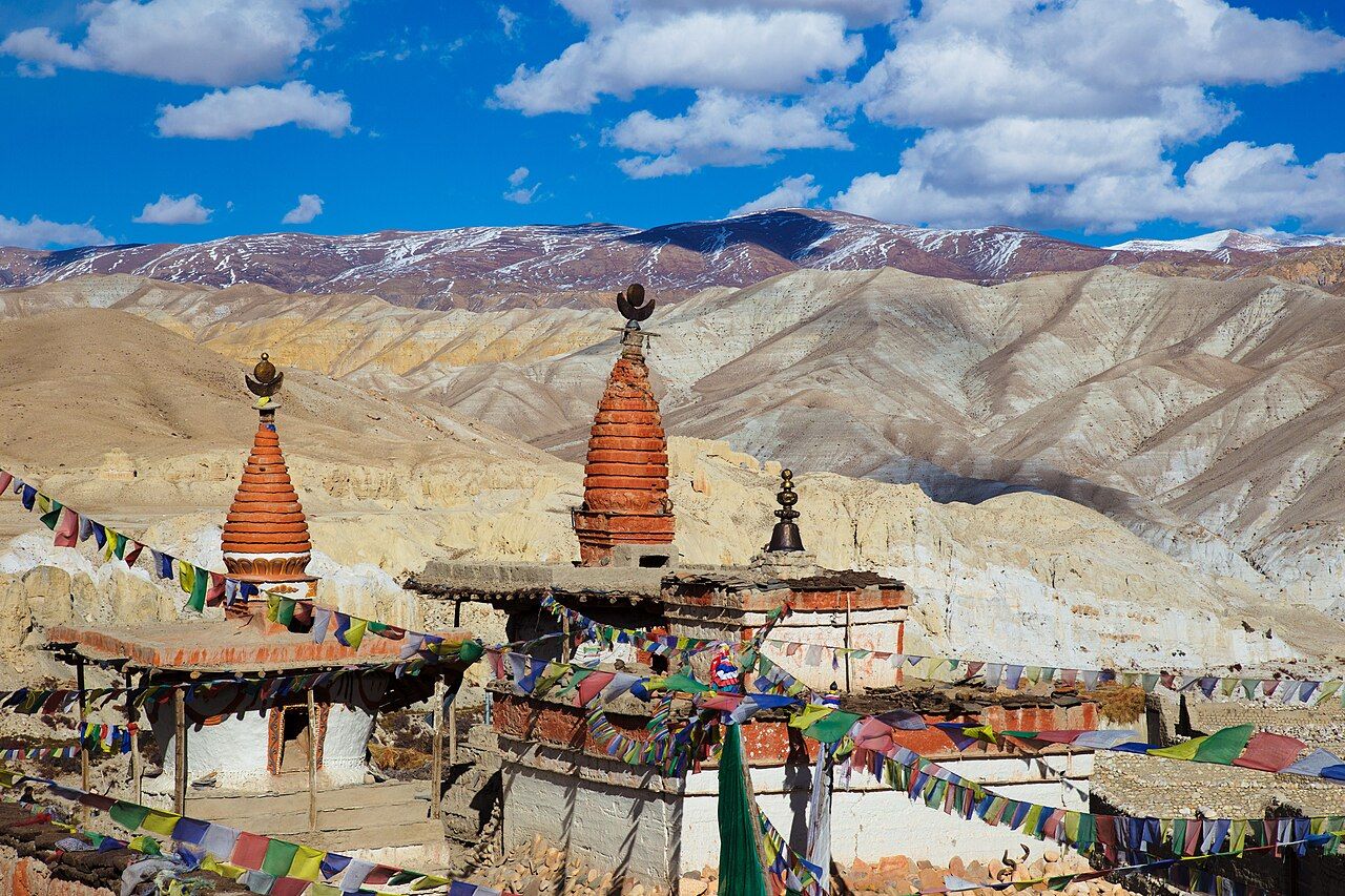 Chortens outside the walled city of Lo Manthang